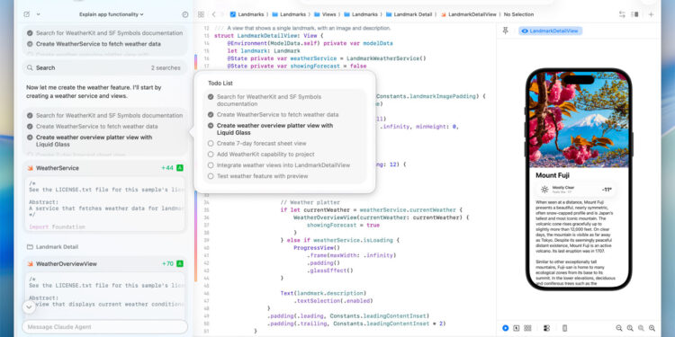 애플 Xcode 인터페이스 화면