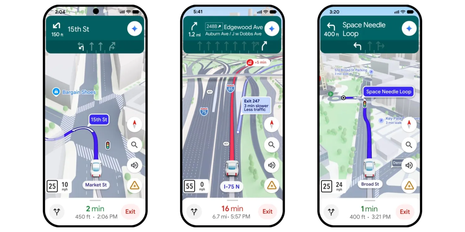 구글 맵스, AI 'Ask Maps' 기능 도입 및 '몰입형' 내비게이션 업그레이드 2 구글 맵의 내비게이션 이미지