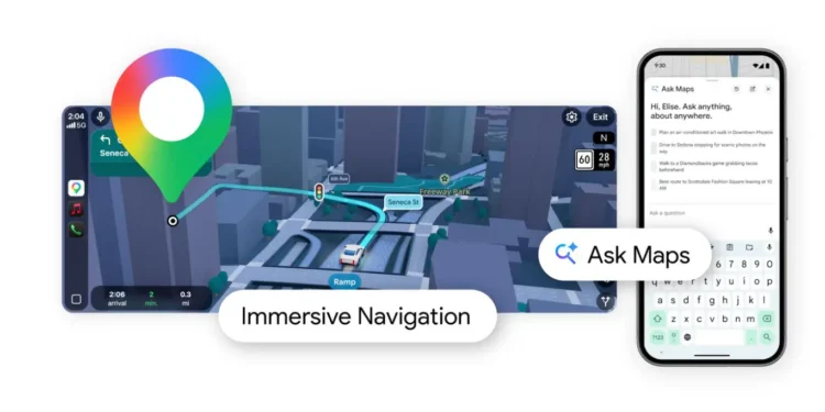 구글 맵스, AI 'Ask Maps' 기능 도입 및 '몰입형' 내비게이션 업그레이드 1 구글의 내비게이션 기능 강화와 애스크 맵 기능 도입 설명 이미지