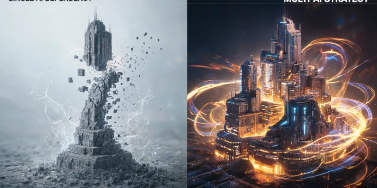 기업이 하나의 AI에만 의존한다면 생존할 수 없다, 사티야 나델라(Satya Nadella)의 경고 AI Strategy Image by HIPxHIP.com